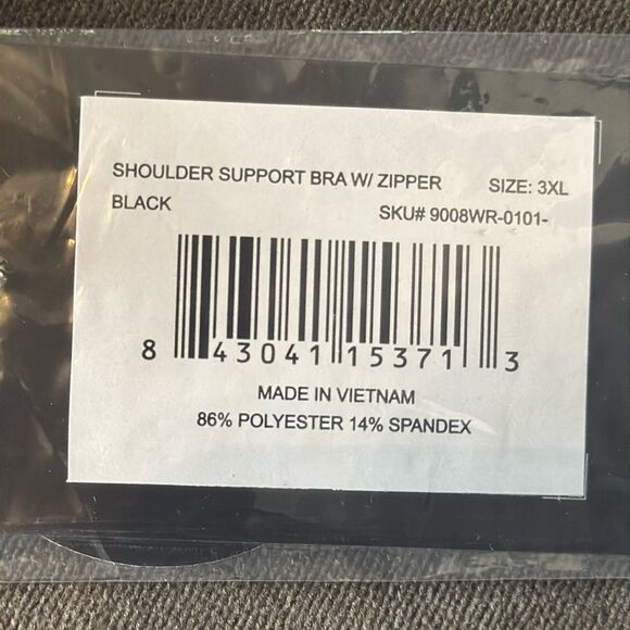 Women's Tommie Copper Shoulder Support Bra with Front Zipper Black Size 3XL NEW - Picture 3 of 10
